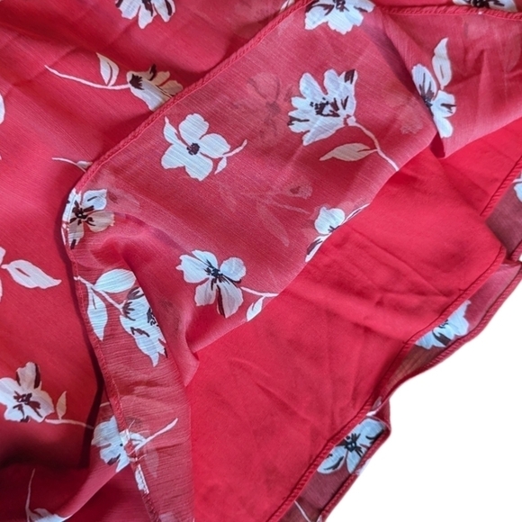 Lush red floral plunging v neck chiffon fairy smocked Cherry Girl dress NWT sz S - Picture 5 of 8